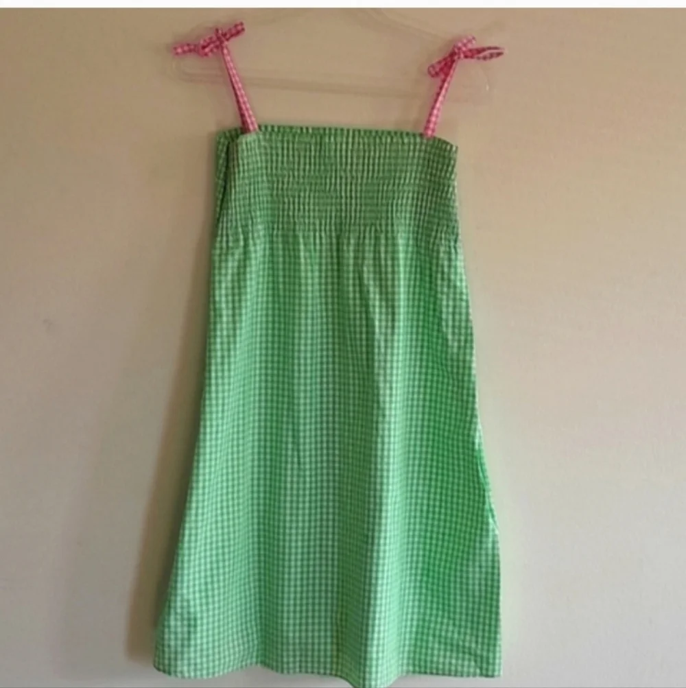 LILLY PULITZER Green And White Gingham Sun Dress Size 16